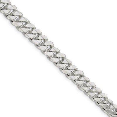 Black Bow Jewelry Men's 7.75mm Sterling Silver Solid Domed Curb Chain Necklace