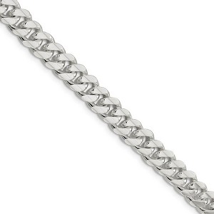 Black Bow Jewelry Men's 7.75mm Sterling Silver Solid Domed Curb Chain Necklace - 1 of 4