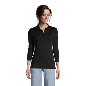 Lands' End Women's 3/4 Sleeve Supima Cotton Polo Shirt - 1 of 2