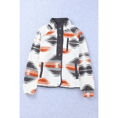 Western Aztec Snap Buttoned Fleece Jacket