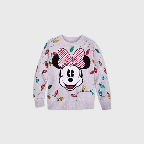 Women's Disney Minnie Mouse Holiday Cheer Sweater - Gray - Disney Store :  Target