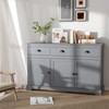 Costway 53.5" Storage Cabinet with 3 Drawers 2 Adjustable Shelves Buffet Sideboard Gray - 2 of 4