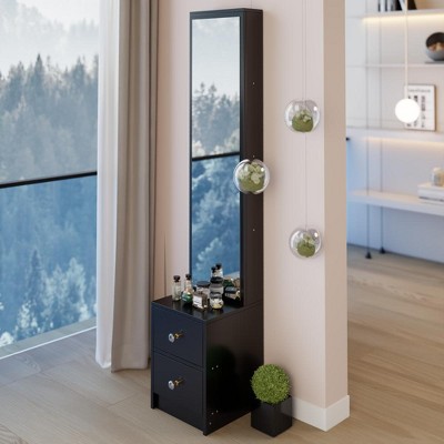 Runesay Modern Full Body Mirror Cabinet, Extra Large Mirror, Multi Layer High Capacity Storage