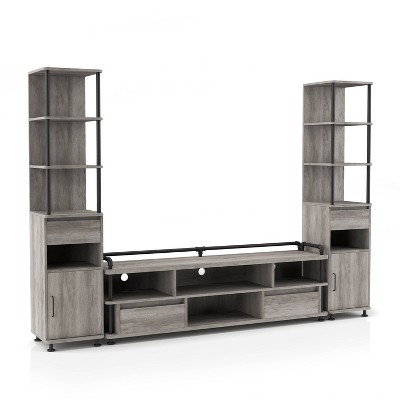 3pc Nanum Entertainment Console for TVs up to 78" Antique Gray Oak - miBasics