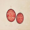 Storied Home Hand-Painted Hanging Metal Scalloped Wall Décor "Have Yourself A Merry Little Christmas", Red, White and Black - 2 of 3