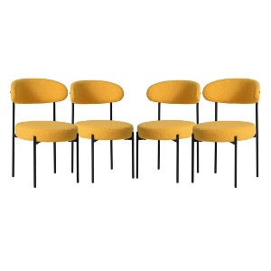 WestinTrends Alexandria Mid-Century Modern Upholstered Faux Shearling Round Dining Chairs - 1 of 4