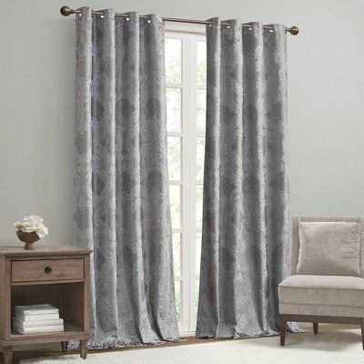 Kumasinova 108" Knit Jacquard Paisley Blackout Curtains Panel,Thermal Insulated Kitchen Curtains with Grommets,Window Curtains for Bedroom,Gray
