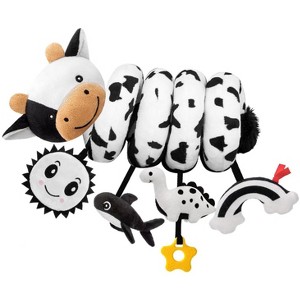 Itopfox Spiral Car Seat Baby Toys 0-6 Months, High Contrast Sensory Hanging Stroller Accessories, Newborn Gifts for Boys Girls, Black and White Cow - 1 of 4