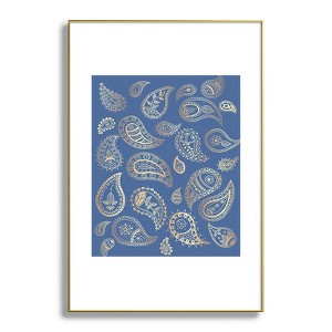 Cynthia Haller Classic blue and gold paisley Metal Framed Art Print - Deny Designs - 1 of 4
