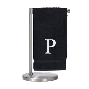 BC BARE COTTON Monogrammed Bath Towel, Personalized Gift, Set of 2 - Black - White Block - 1 of 4