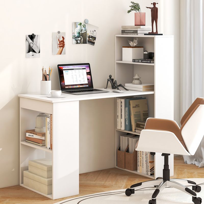 Costway Computer Desk Writing  Workstation Office w/6-Tier Storage Shelves White\Black, 5 of 11