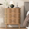 3 Drawer Dresser, Chest of Drawers for Bedroom, Mid Century Modern Nightstand, Spacious Storage Wicker Dresser natural - 3 of 4