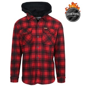 Galaxy Matix Men's Hooded Flannel Faux Sherling Lined Shacket - 1 of 4