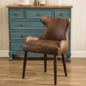 Roundhill Furniture Viking Tufted Button Back barrel chair with Nailhead, Brown - 1 of 4
