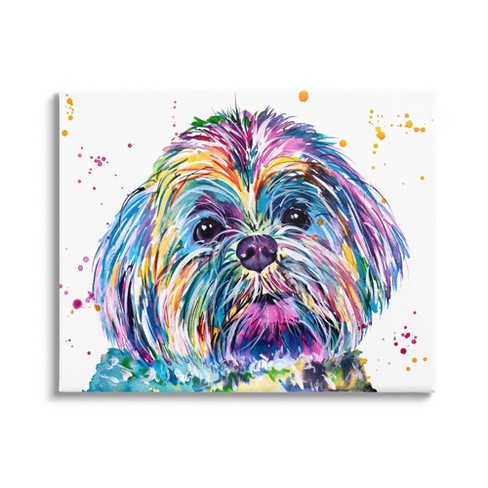 Stupell Industries Bold Rainbow Shih Tzu Dog Portrait Canvas Wall Art, 16 x  20