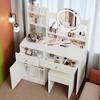 Fashion Vanity Desk with Mirror and Lights, Makeup Table Set with Adjustable 3-Color Lighting and Cushioned Chair - 4 of 4