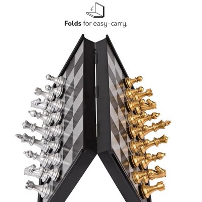Portable Black and Silver Magnetic Travel Chess Set
