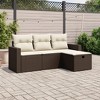 vidaXL Patio Sofa Set with Cushions Outdoor Furniture 4 Piece Poly Rattan - Brown and Cream without storage - 2 of 4