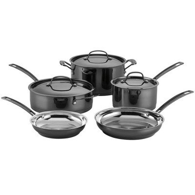 Cuisinart Classic 8pc Stainless Steel Cookware Set With Brushed Gold  Handles Matte White : Target