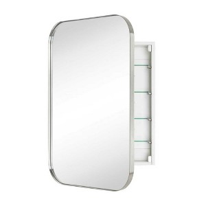 TEHOME Surface and Recessed Mount Rectangular Stainless Steel Metal Framed Bathroom Medicine Cabinet with Mirror - 1 of 4