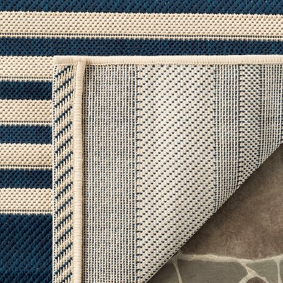 Courtyard Navy Blue 79'' Easy-Care Synthetic Square Area Rug