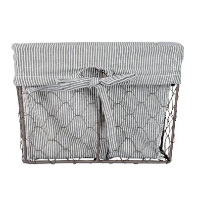 Rustic Bronze Rectangular Wire Baskets with Liners, Set of 3