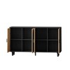 CAVINAS Rustic Rattan Decorative Sideboard Cabinet with 4 Doors & 5 Legs,Functional Buffet Cabinet with Storage for Kitchen,Dining Room - 3 of 4