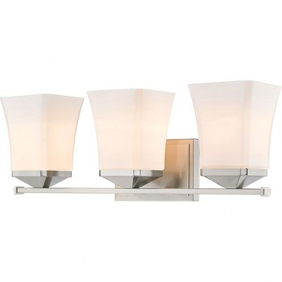 Darcy Collection 3-Bulb Bathroom Light Fixture - Dimmable, Damp Rated, Opal Glass Shades