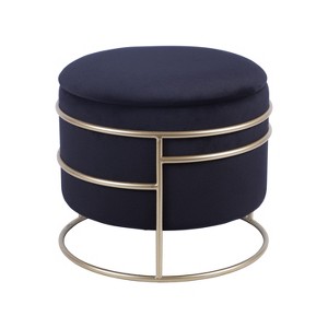Kumasinova 17" Velvet Round Storage Ottoman with Golden Frame,Foot Stool with Hidden Compartment,Vanity Stool for Living Room&Bedroom - 1 of 4