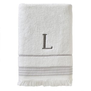 SKL Home By Saturday Knight Ltd Casual Monogram Bath Towel L - 28X54", White - 1 of 3