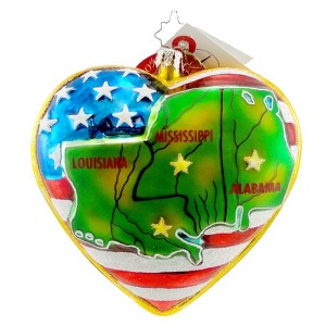 Christopher Radko Company In The Hearts Of America Glass Ornament 4.00 Inch Charity 1012668 4.0 Inch In The Hearts Of America Ornament Usa Flag - 1 of 3