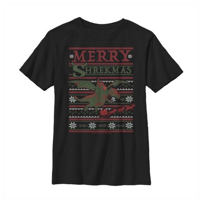 Boy's Shrek Ugly Christmas Shrekmas T-shirt - Black - Small : Target