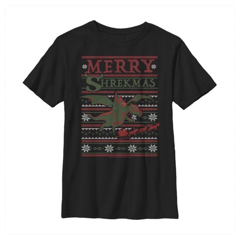 Boy's Shrek Ugly Christmas Shrekmas T-Shirt - Black - Small