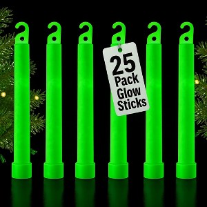 Christmas Glow Sticks, 6" Glow in the Dark Gift Toys & Party Favors for Kids, 12Hr Use Light Stick Toy, Christmas Holiday Gifts & Emergency Use, 25Pcs - 1 of 4