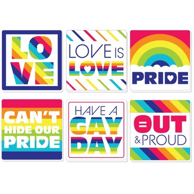 Big Dot of Happiness Love is Love - Gay Pride - LGBTQ Rainbow Party Decorations - Drink Coasters - Set of 6