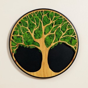 ChicFurnit Wall Art Life Tree Moss Metal Decor Vibrant Tranquil Accent for Home Living Room and Office, Green, 24"*24"*1.58" - 1 of 4
