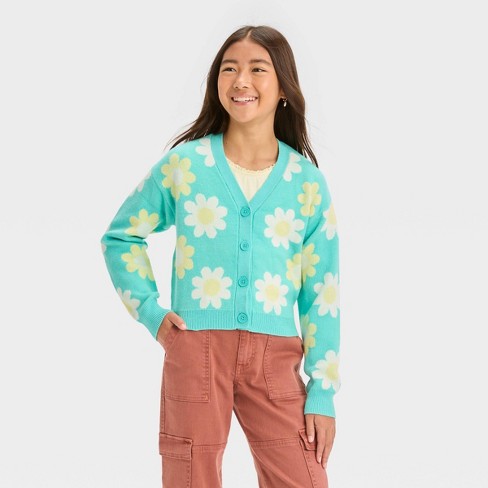 Girls shop teal cardigan