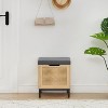 Homhougo Storage Chest with Foam Pad Seating Cushion, Natural Rattan 16in Storage Bench Organizer Brown - 4 of 4