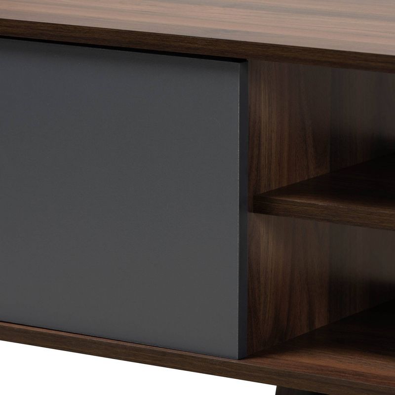 Clapton Multi Toned Wood TV Stand for TVs up to 75&#34; Gray/Brown - Baxton Studio, 6 of 11