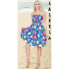 LA LEELA Women's House Daily Routine Evening Wear Holiday Backless Boho Smocked Mini Swing Dress Tube Top Dresses for Women One Size Blue, Floral - 2 of 4