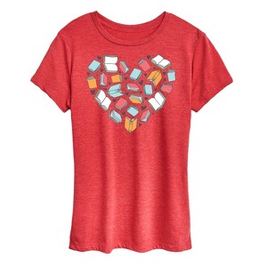 Women's - Instant Message - Book Heart Short Sleeve Graphic T-Shirt - 1 of 4