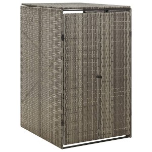 vidaXL Single Wheelie Bin Shed Gray 27.6"x31.5"x46.1" Poly Rattan - 1 of 4