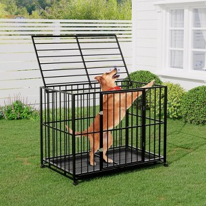 Heavy Duty Stainless Steel Dog Crate for Large Breeds – Indestructible, Escape-Proof Kennel, Locking Wheels, Collapsible Design, Chew-Resistant - 1 of 4