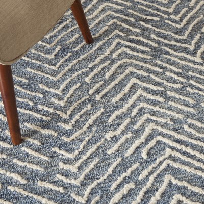 Indigo Ivory Chevron Hand-Tufted Wool 4' x 6' Area Rug