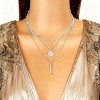 Silver-Tone Layered Necklace Set with Disc & Bar Charms, Minimalist Multi-Layer Jewelry for Women, Daily & Styling Occasions - 2 of 4
