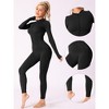 Allegra K Women's Stand Collar Ribbed One Piece Workout Fitness Full Body Shapers with Front Zipper - 3 of 4