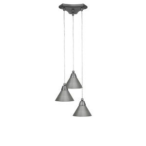 Toltec Lighting Europa 3 - Light Pendant in  Brushed Nickel with 7" Brushed Nickel Cone Metal Shade Shade - 1 of 1