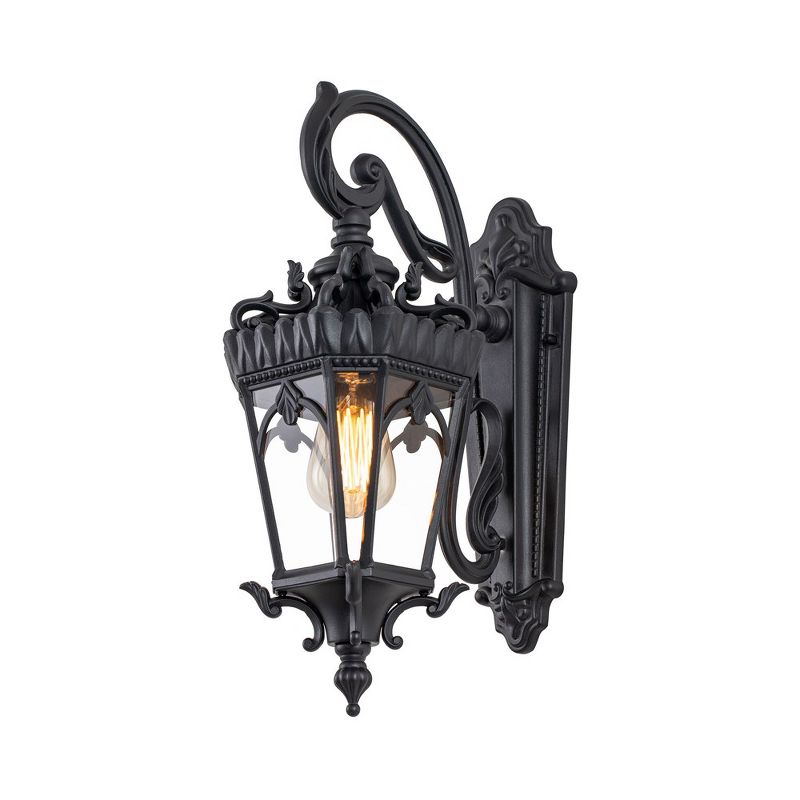 C Cattleya 1-Light Matte Black Die-cast Aluminum Outdoor Wall Lantern Sconce with Clear Tempered Glass, 1 of 8