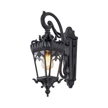 C Cattleya 1-Light Matte Black Die-cast Aluminum Outdoor Wall Lantern Sconce with Clear Tempered Glass