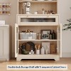 Pantry Cabinet with Glass Doors - 3-Tier Open Shelf, Drawer, Adjustable Shelves, Coffee Bar Table for Kitchen/Dining Room - 3 of 4